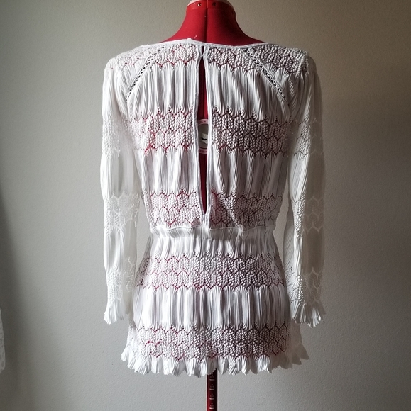 Free People Fire Island White Open Knit Top Size Large - Picture 2 of 8